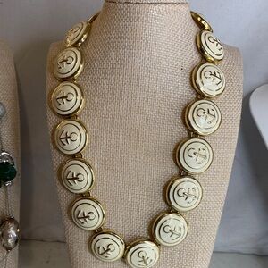 Gold and Cream Anchor Necklace